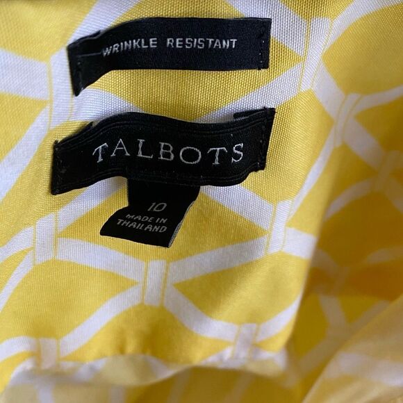 Talbots lattice Print Short Sleeve Blouse Yellow Size 10 - Picture 4 of 7
